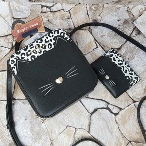 Daisy Meow Vanity Crossbody Cat Small Slim Card Holder Meow Black Kate Spade